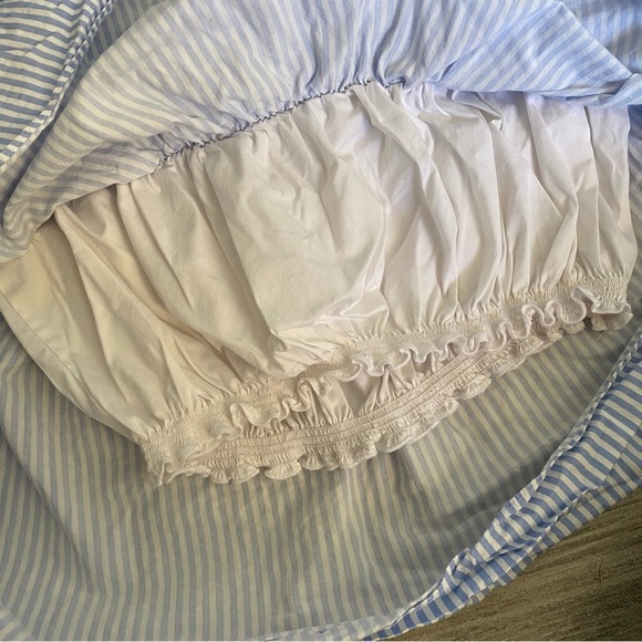 ZARA Basics Blue and White Stripe off the Shoulder Blouse Size Medium - Picture 5 of 6